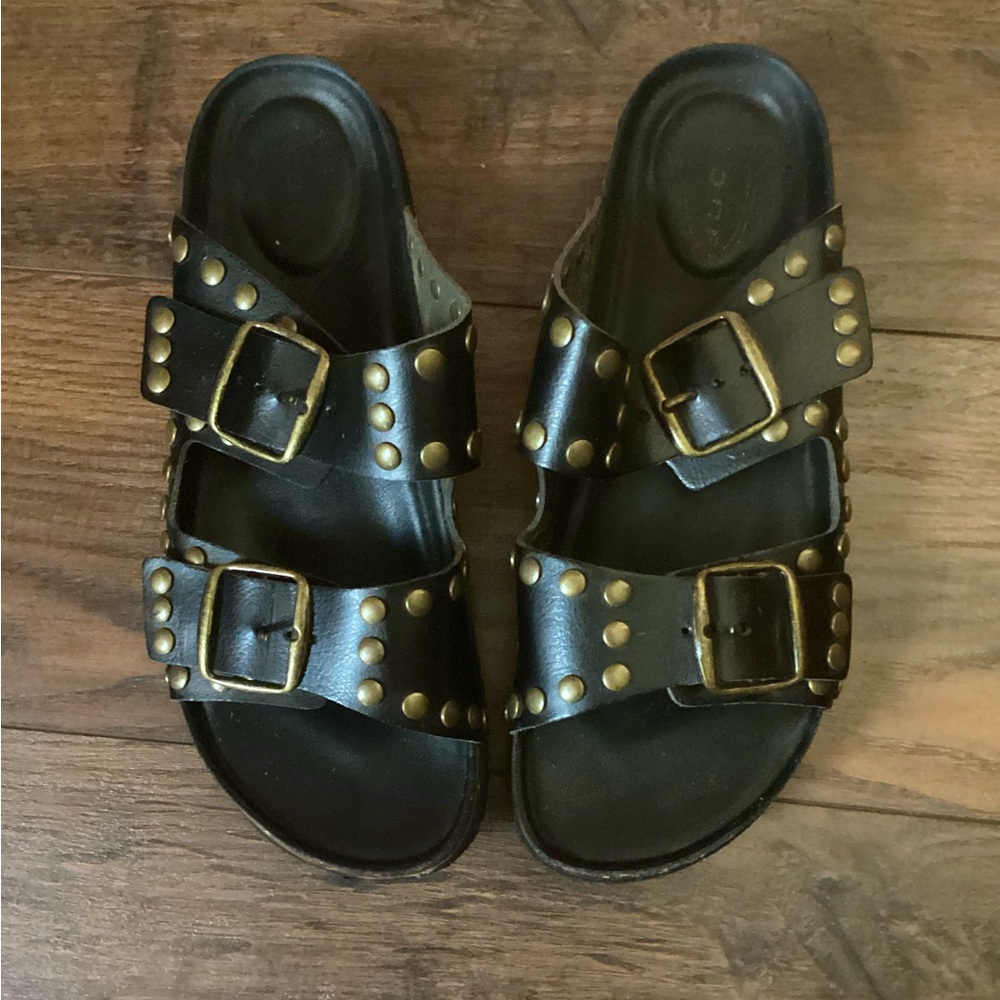 Scoop Studded Two Buckle Sandal